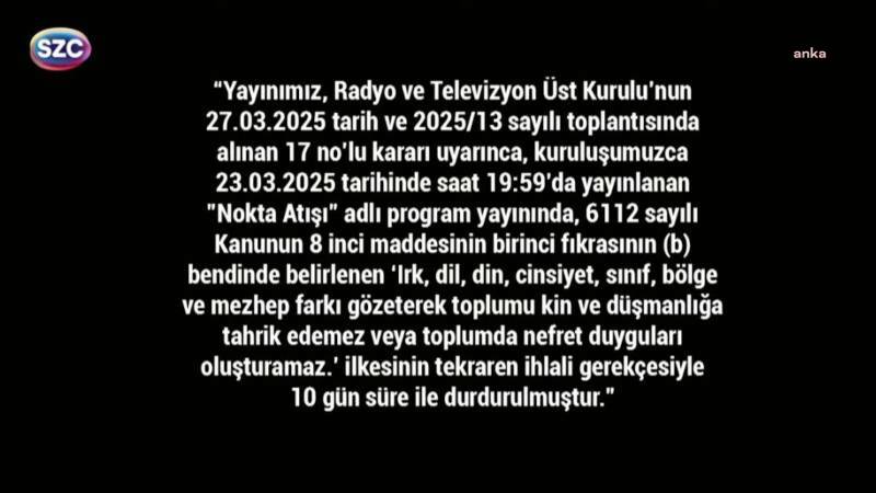 SÖZCÜ TV KARARTILDI…