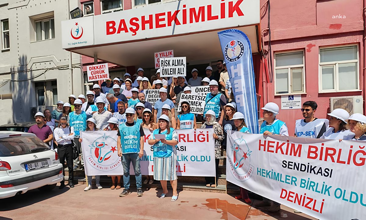 Denizli Devlet Hastanesi’nde hekimler baretle çalışmak zorunda kalıyor